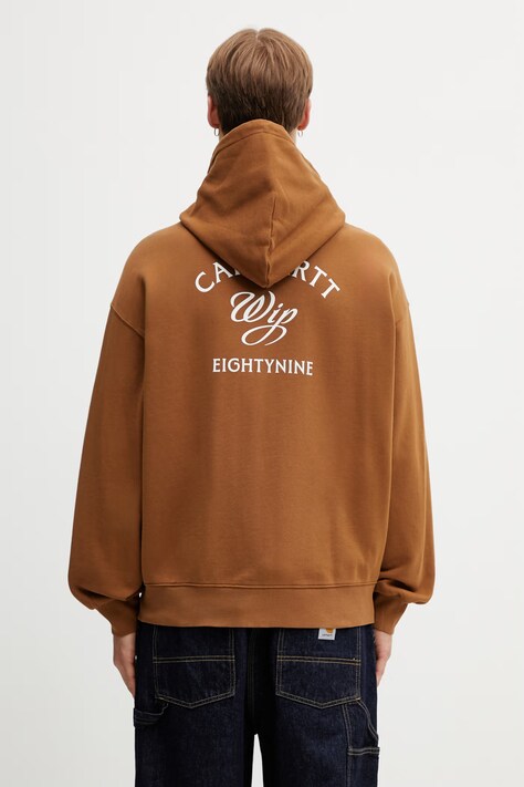 Carhartt WIP Hooded Eightynine Sweat Jacket bluza bawełniana męska brązowa I036373.HZXX