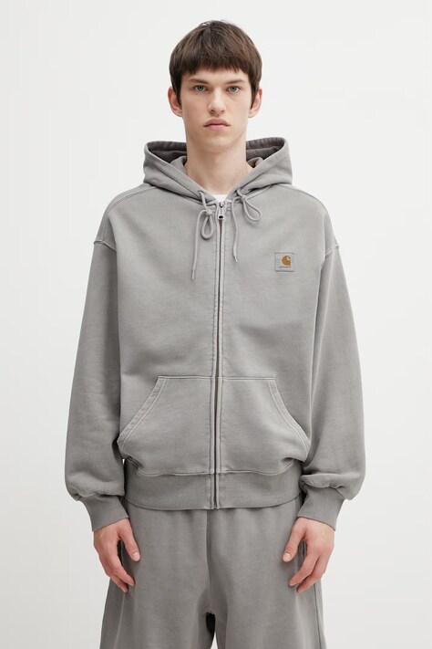 Carhartt WIP Men's Cotton Zip-Up Sweatshirt Hooded Nelson Jacket gray I033064.2LRGD