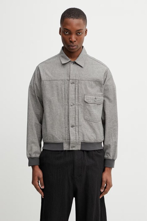 BEAMS коротка куртка чоловіча з домішкою льону сіра 1118.6577.803