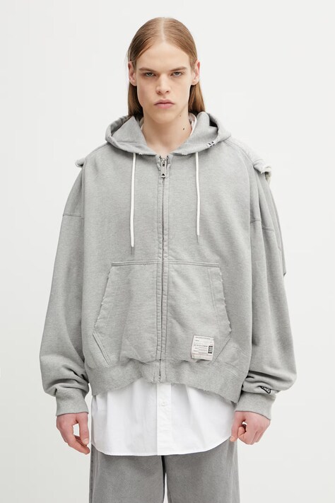 Maison MIHARA YASUHIRO μπλούζα με κουκούλα και κουμπιά βαμβακερή ανδρική γκρί A16PK561