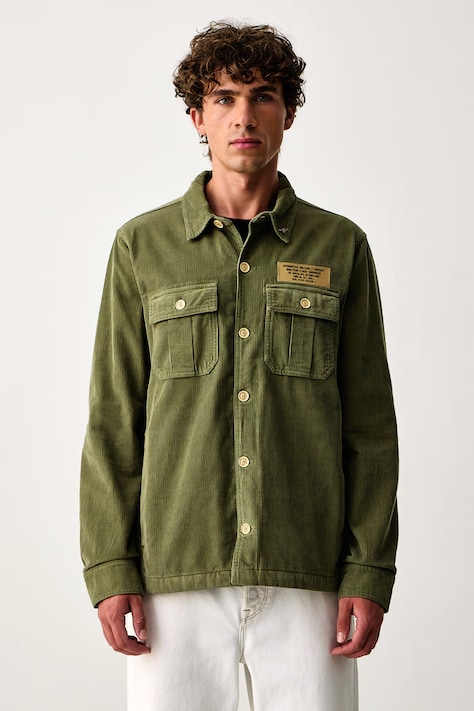 Aeronautica Militare Férfi kordbársony ing zöld sima AC0041UCT04300