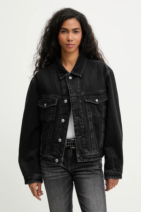 Diesel kurtka jeansowa D-RANGER-T kolor czarny przejściowa A21681.0BEBQ