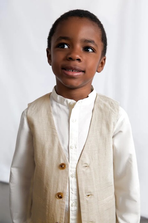 Mayoral kamizelka z domieszką lnu dziecięca kolor beżowy 3379