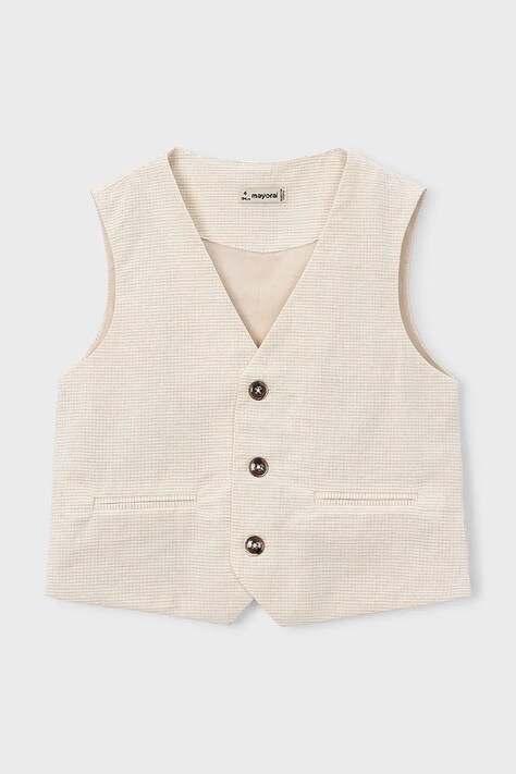 Dětská vesta s příměsí lnu Mayoral béžová barva, 3379