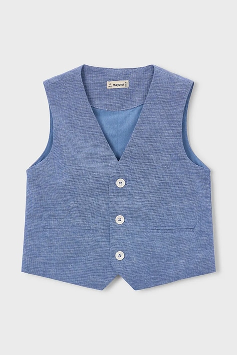 Dětská vesta s příměsí lnu Mayoral modrá barva, 3379
