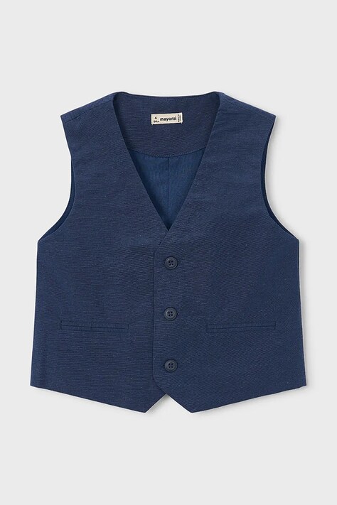 Mayoral kamizelka z domieszką lnu dziecięca kolor granatowy 3379