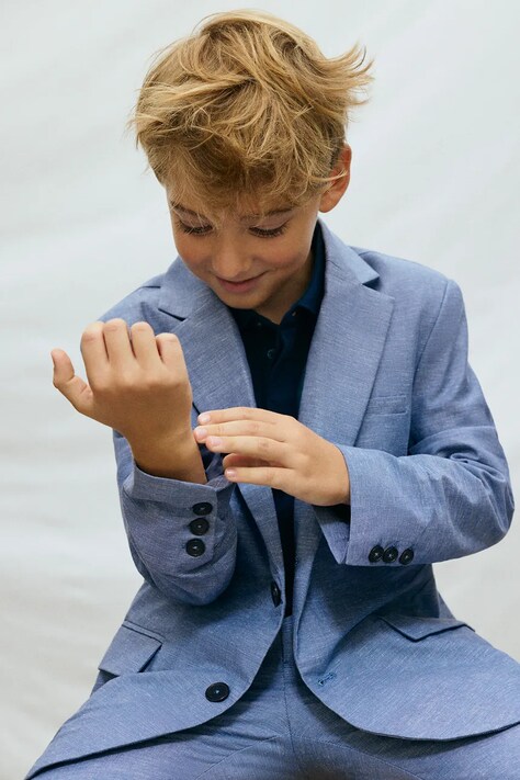 Mayoral marynarka z domieszką lnu dziecięca kolor niebieski 6413