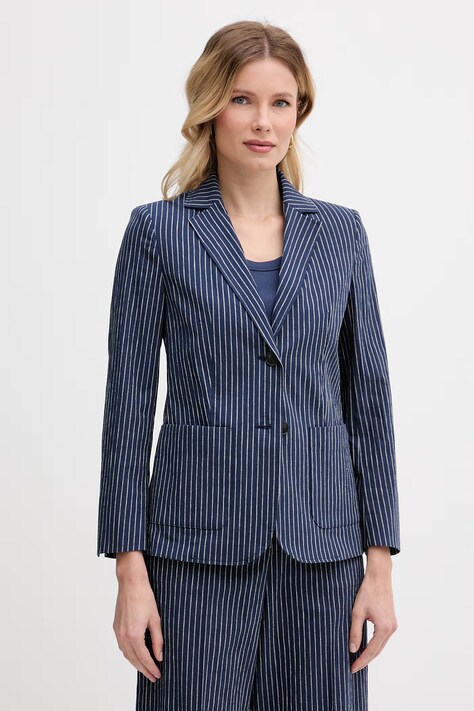 Weekend Max Mara jednoredni sako za žene s pamukom ALETTA mornarsko plavi 2615041052600