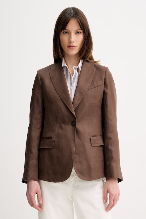 Λινό πανωφόρι Weekend Max Mara NALUT χρώμα: καφέ, 2615041072600