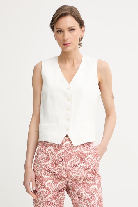 Weekend Max Mara jednoradová vesta dámska ľanová PACE biela 2615151012600