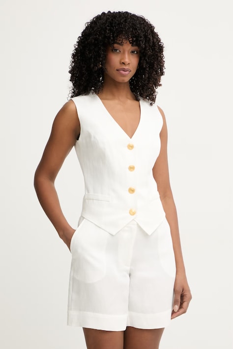 Marciano by Guess однобортний жилет жіночий з додаванням льону JANE білий G6GH26 W2218