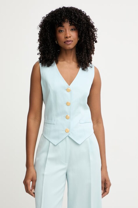 Marciano by Guess однобортний жилет жіночий з додаванням льону JANE блакитний G6GH26 W2218