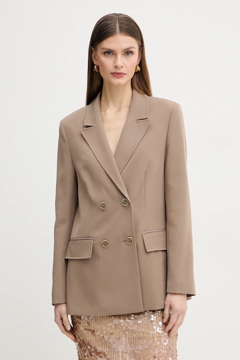 Guess marynarka NAUSICA kolor brązowy dwurzędowa gładka W6RN44 WH9Y2