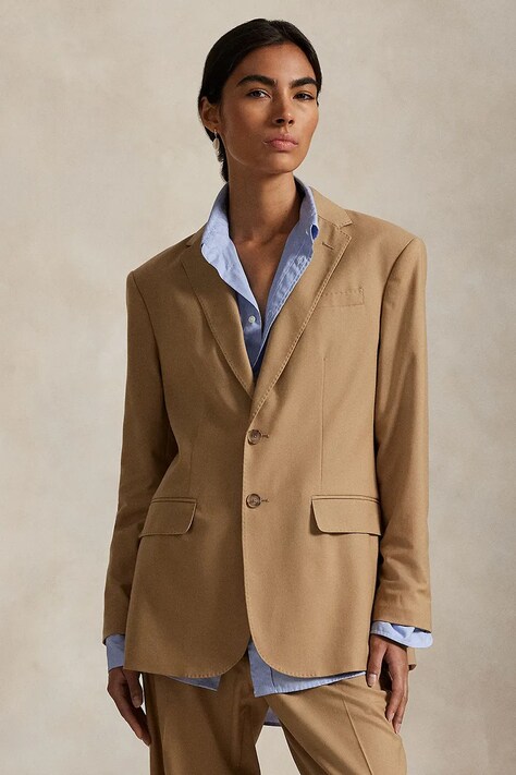 Σακάκι με προσθήκη μάλλινου υφάσματος Polo Ralph Lauren χρώμα: καφέ, 211977093