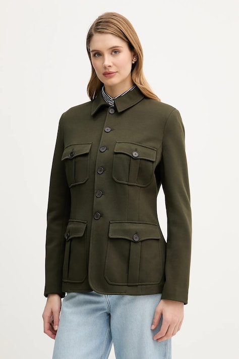 Polo Ralph Lauren marynarka kolor zielony jednorzędowa gładka 211A93159