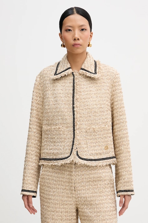 Karl Lagerfeld marynarka kolor beżowy jednorzędowa melanżowa B1W14004