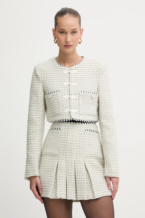 Bardot marynarka kolor beżowy jednorzędowa 60185JB