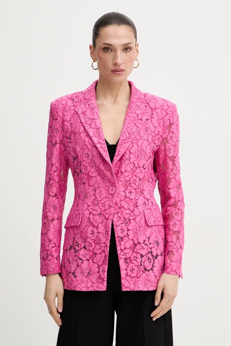 Pinko marynarka kolor różowy jednorzędowa 106554 A330