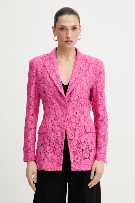 Pinko marynarka kolor różowy jednorzędowa 106554 A330