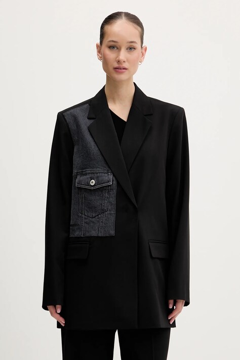 Karl Lagerfeld Jeans marynarka kolor czarny oversize gładka B1W14026