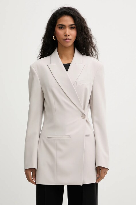 Patrizia Pepe marynarka kolor beżowy dwurzędowa gładka 8S0577 A498