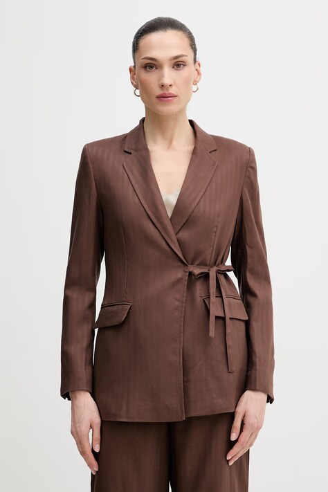Blazer με μείγμα λινών Hoss Intropia χρώμα: καφέ, 5473152