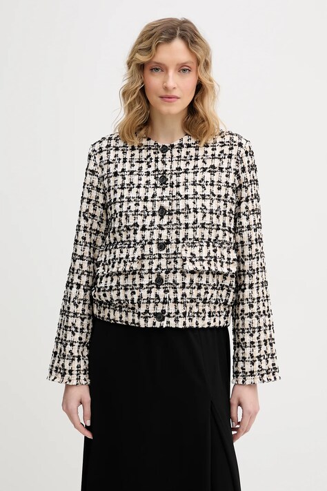 Joop! marynarka kolor beżowy jednorzędowa wzorzysta 30100256