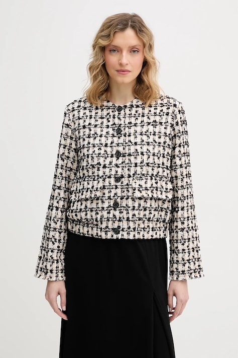 Joop! marynarka kolor beżowy jednorzędowa wzorzysta 30100256