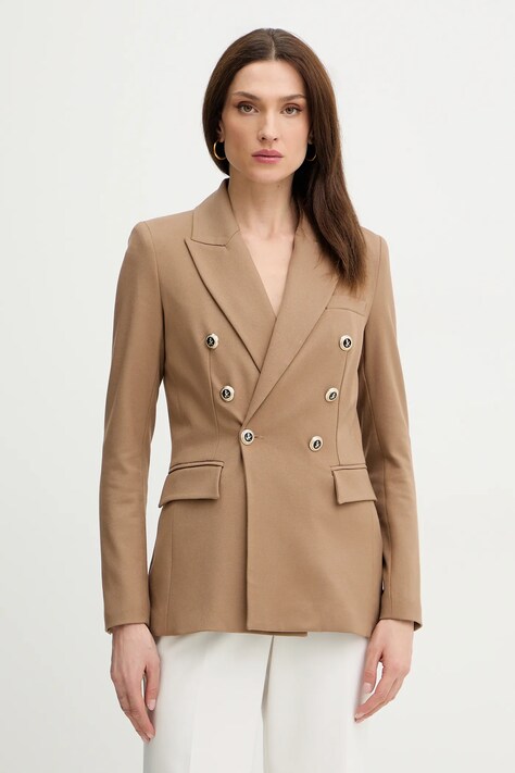 Morgan marynarka kolor beżowy dwurzędowa gładka VFALI.F