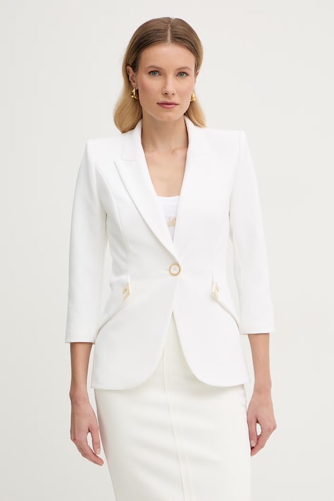 Elisabetta Franchi marynarka jednorzędowa damska beżowa GI21561E2