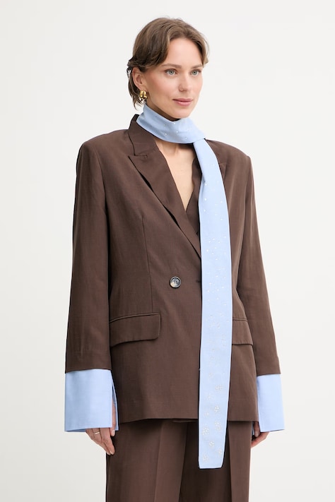 Liu Jo σακάκι γυναικείο με lyocell καφέ WA6436 T4818