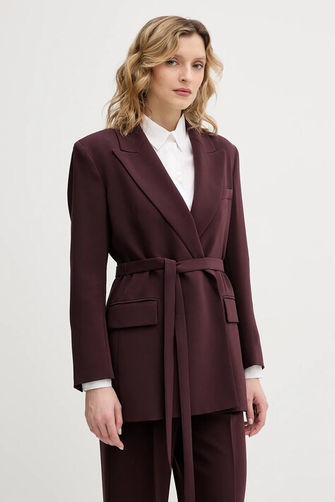 Marella marynarka ZERBINO kolor bordowy niezapinana gładka 2613041081200