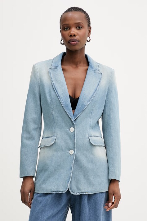 Marella marynarka jeansowa FURETTO kolor niebieski jednorzędowa gładka 2613041164200