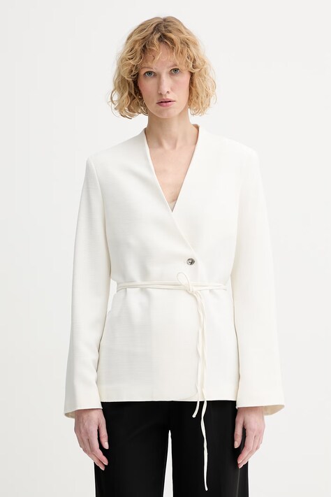 Calvin Klein dvojradové sako dámske s viskózou béžové LV044F408G