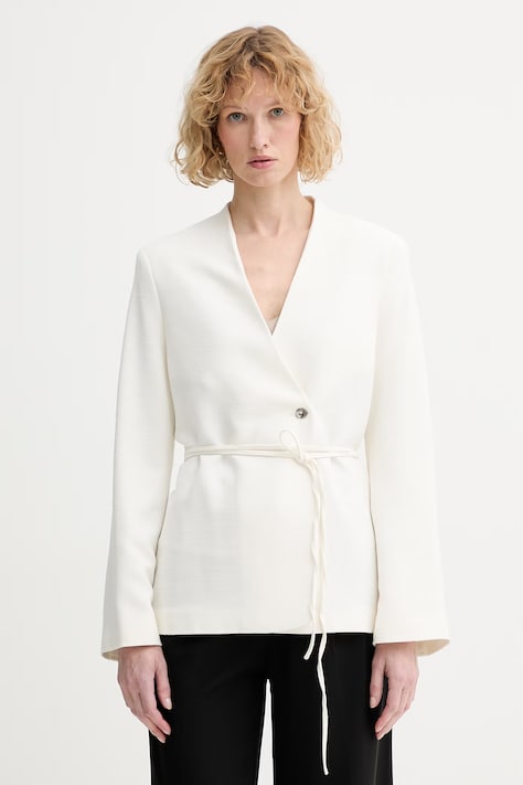 Calvin Klein dvojradové sako dámske s viskózou béžové LV044F408G