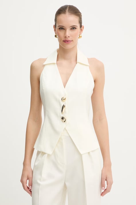 Simona Corsellini kamizelka kolor beżowy jednorzędowa P26CPTO00901