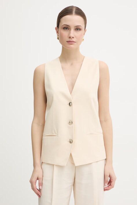 Twinset kamizelka kolor beżowy jednorzędowa 261TP2224