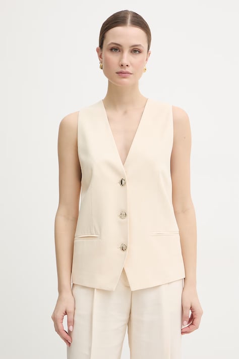 Twinset kamizelka kolor beżowy jednorzędowa 261TP2224