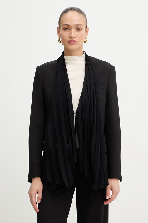 Twinset marynarka kolor czarny jednorzędowa gładka 261TP2192