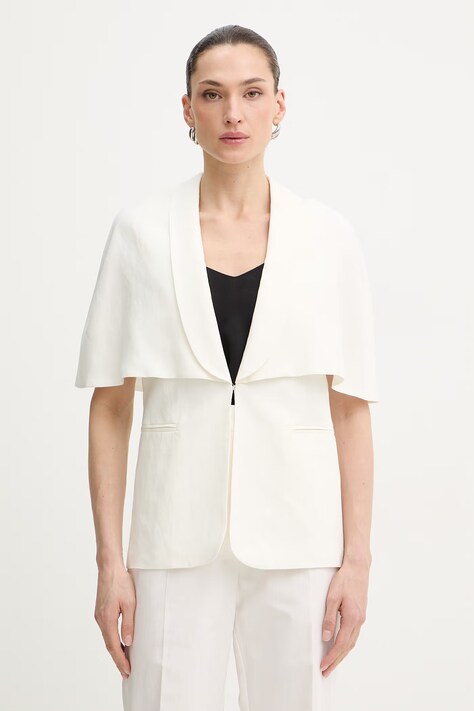 Σακάκι με προσθήκη λινού Twinset χρώμα: μπεζ, 261TP2450