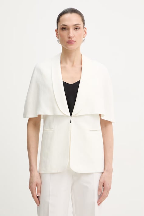 Σακάκι με προσθήκη λινού Twinset χρώμα: μπεζ, 261TP2450