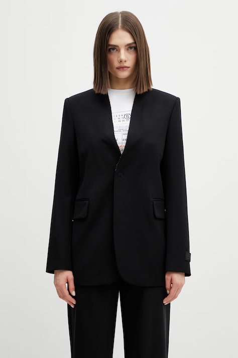 MM6 Maison Margiela marynarka z dodatkiem wełny kolor czarny jednorzędowa gładka S52BN0137.M35153.900