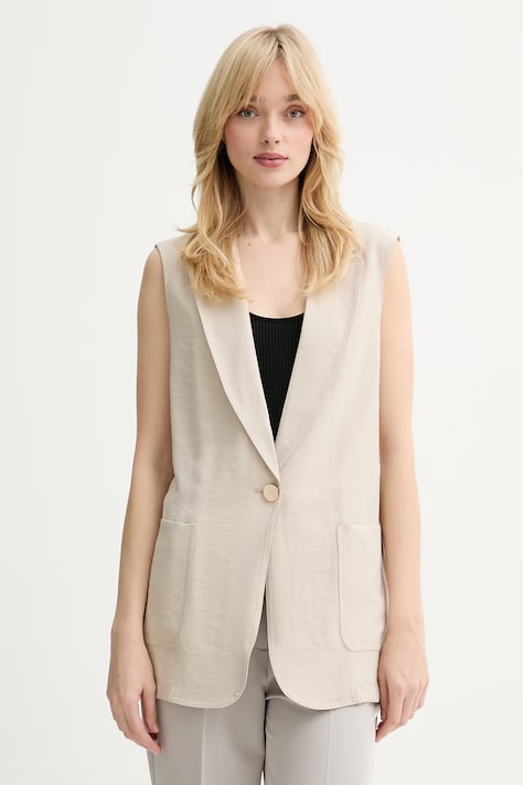 Fracomina kamizelka kolor beżowy jednorzędowa FY26SJ5012W83601