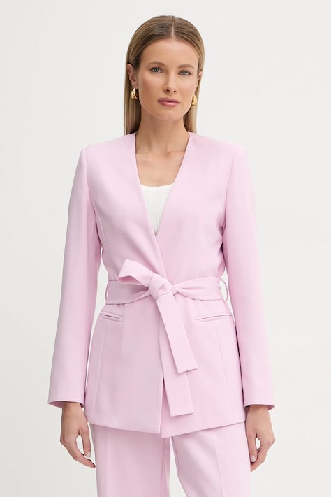 Fracomina marynarka kolor różowy niezapinana gładka FY26SJ3011W42901