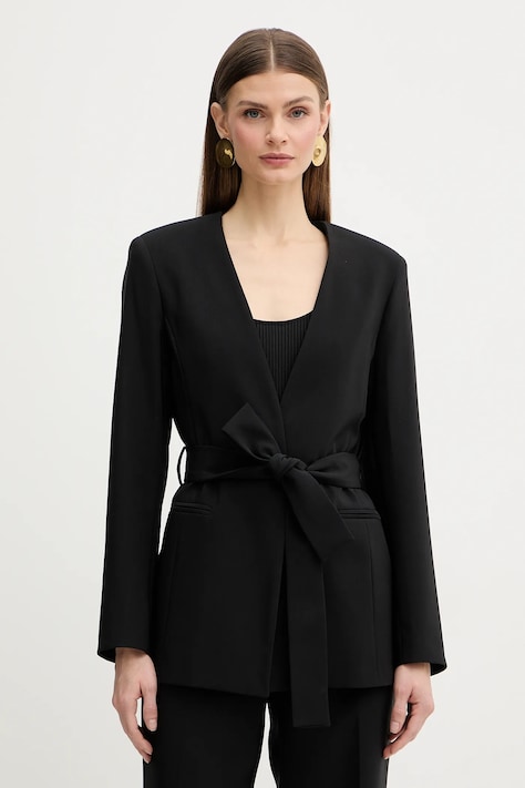 Fracomina marynarka kolor czarny niezapinana gładka FY26SJ3011W42901