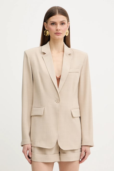 Fracomina marynarka kolor beżowy jednorzędowa melanżowa FR26SJ3009W76301