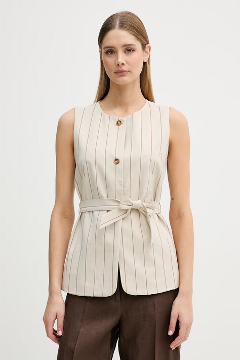 United Colors of Benetton kamizelka damska beżowa 26Q2DJ015