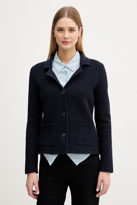 United Colors of Benetton Μονόπετο σακάκι γυναικείο βαμβακερό σκούρο μπλε 1TWSD605I