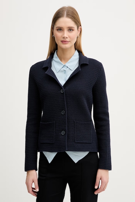 United Colors of Benetton Μονόπετο σακάκι γυναικείο βαμβακερό σκούρο μπλε 1TWSD605I