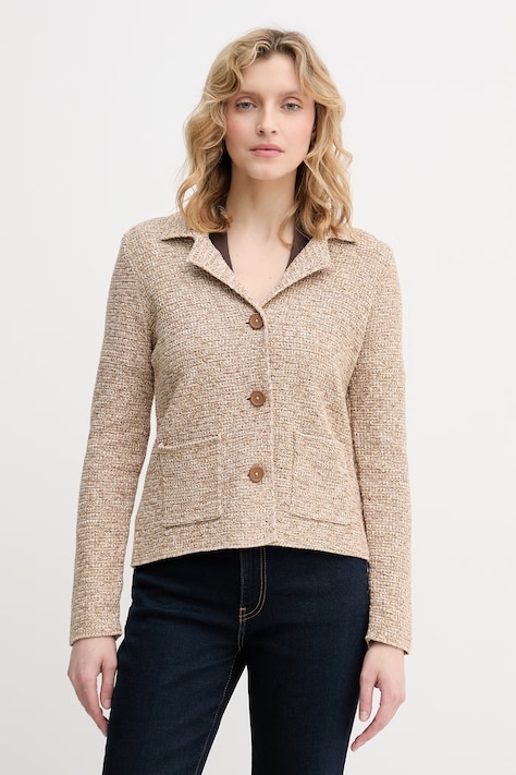 United Colors of Benetton Μονόπετο σακάκι γυναικείο βαμβακερό μπεζ 1TWSD605I